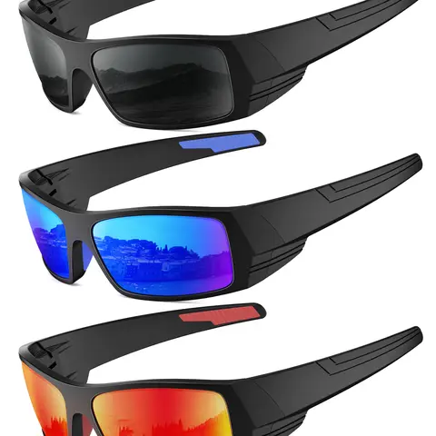 KALIYADI Male Polarized Sport Eyewear - 1.45" Lens Height, PC HD TAC Lenses, UV400 Protection, Silicone Anti-Slip Ergonomic Grip, Anti-Dust, Scratch-Resistant, Low-Profile Windproof MTB Sunglasses, Men's Accessories (QA123, Gift Box Included)