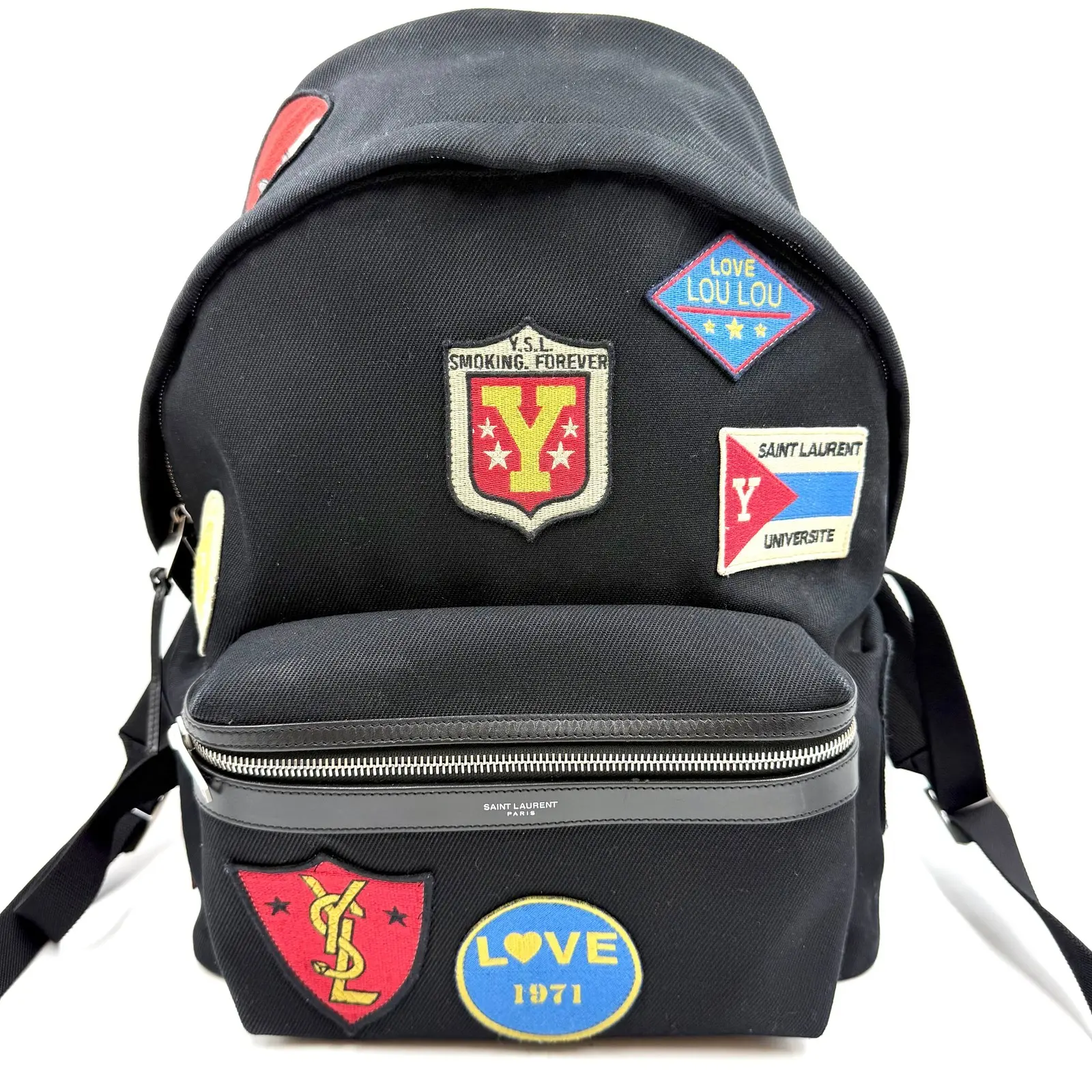 Pre-owned Yves Saint Laurent As Shown Backpacks HZ 4995 Saint Laurent black canvas City patch backpack 26.06.04