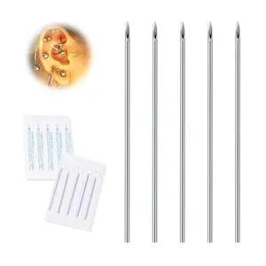 20G Body Piercing Needles,10pcs Sterile Disposable Stainless Steel Needles for Ear, Nose, Navel, Nipple, Lip - Piercings