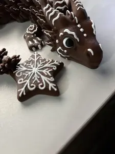 Articulated Flexi Christmas Gingerbread Dragon 3D Printed Holiday Fidget Toy Festive Decor
