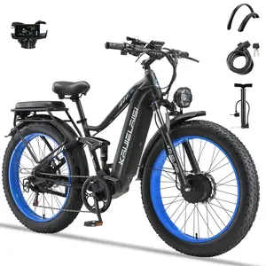 KAIJIELAISI Electric Mountain Bike Cycle - 60V/2100WH 35AH, 6000W Peak Dual Motor, 45 mph, 80 mi Long Range, 26-Inch Fully Suspended Outdoor Sport Ebike