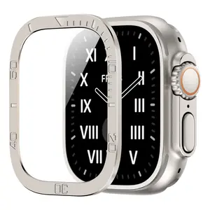 2-in-1 Aluminum Alloy Cover & Tempered Glass Screen Guard for iWatch Ultra 49mm, Digital Wearable Device Accessory with Shockproof, Scratch-Resistant, Durable Protection, E-Commerce Accessories for Port-Connected Smart Devices