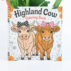 Highland Cow Coloring Book, Spiral Bound, Fun Cow Theme for Girls, Boys, Teens, Perfect Stress Relief Activity Book for Cow Lovers
