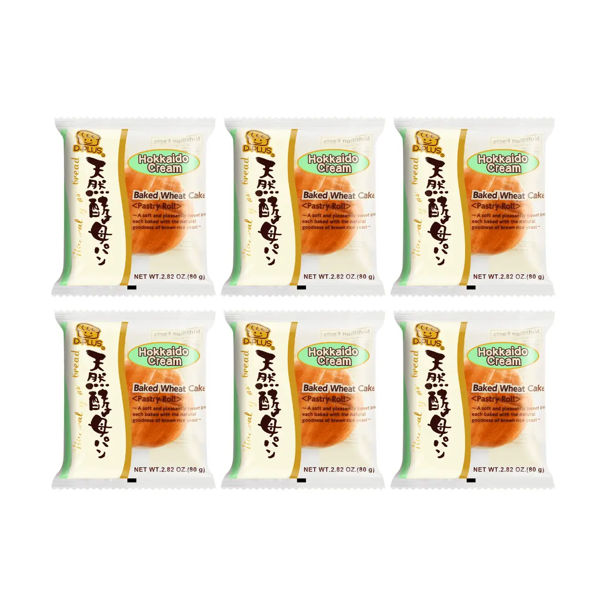 D-PLUS Hokkaido Cream Natural Yeast Bread - 6 Pieces, 2.82oz