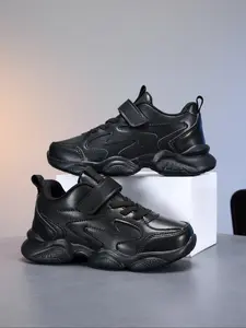 Adjustable Velcro Kids Sports Shoes, Low-Top Casual Sneakers, Casual Trainers, PU Leather, Comfortable All Season, Indoor/outdoor Activities