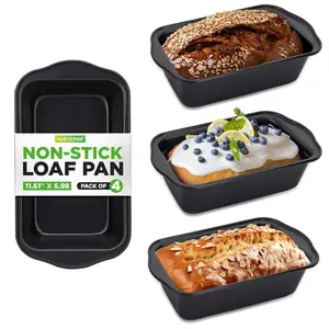 Loaf Pans Set of 4 – Non-Stick Carbon Steel Baking Pans - Oven Safe up to 450°F - Dishwasher-Safe Kitchen Bakeware - Perfect for Cakes, Bread, Loaves & Pastry Prep - Kitchen Cooking Accessory