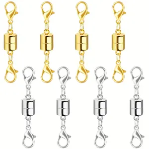 8PCS Magnetic Necklace Clasp with Lobster Clasp,Gold and Silver Magnetic Jewelry Clasps for Necklace Extender Bracelet Closures