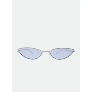 OTRA Sloane Silver Cat-Eye Sunglasses with Blue Gradient Lenses & 100% UV Protection Vegan Pouch