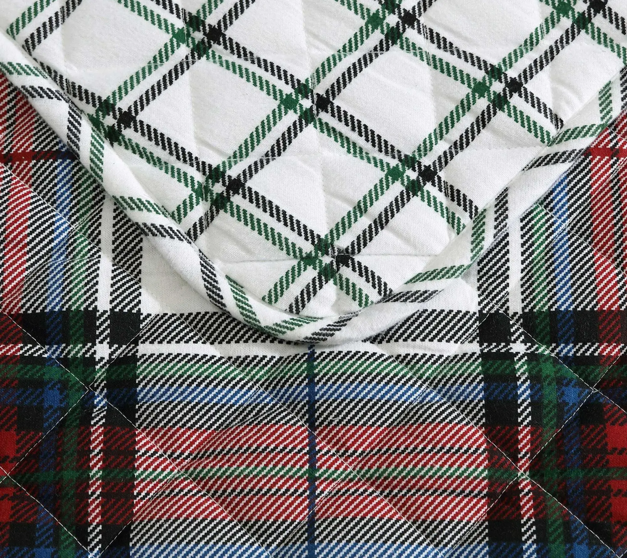 Eddie Bauer Holiday Plaid Green Flannel Twin Quilt Set