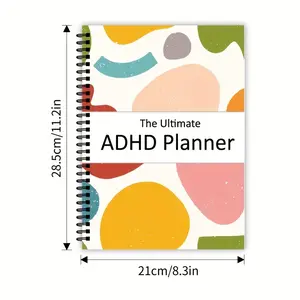 Ultimate Adhd Planner Notebook for Adults, 208 Pages, Weekly and Monthly Organization, Time Management, Financial Planning, Self-Care, Mental Health