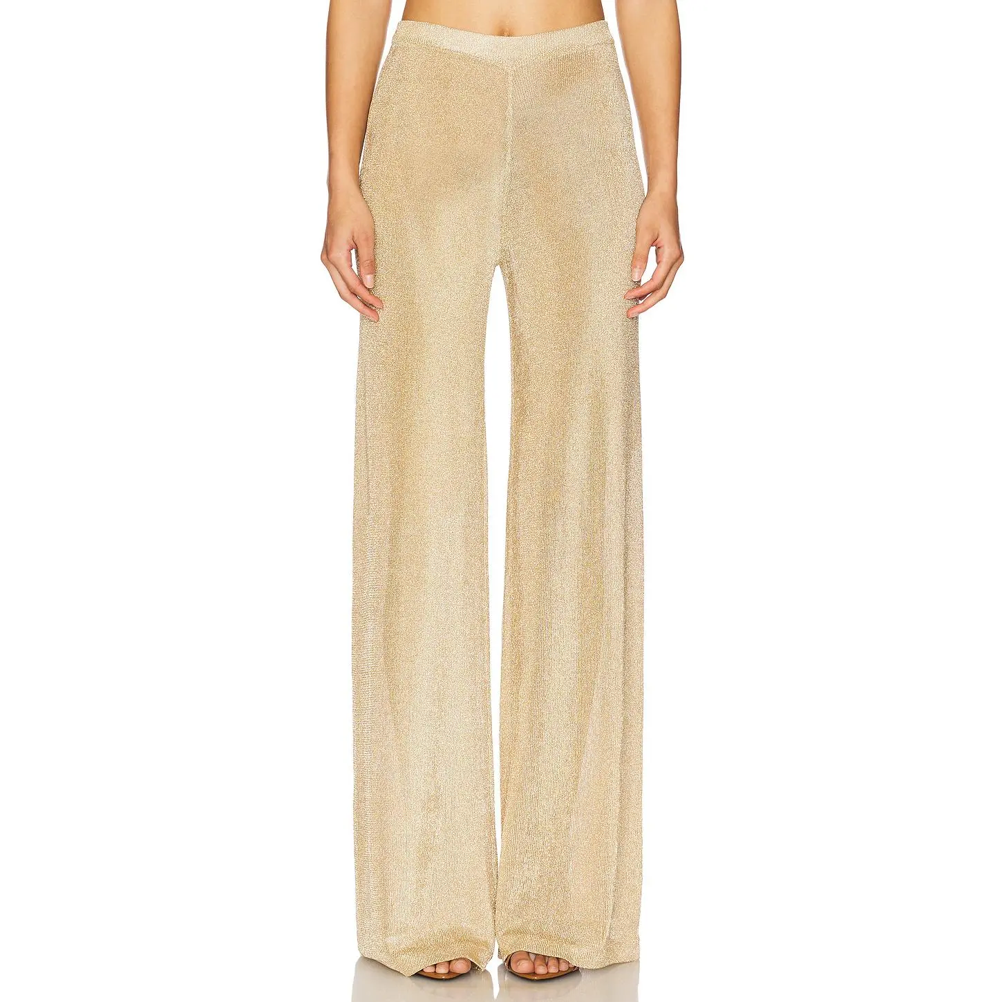 SER.O.YA Sheldon Metallic Knit Pants in Gold