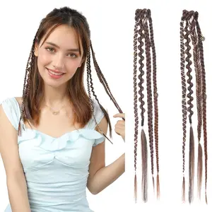 Handcrafted Synthetic Braided Hair Extensions, 16-20 Inches Long Bohemian Braids with Clips, Suitable for Dreadlocks