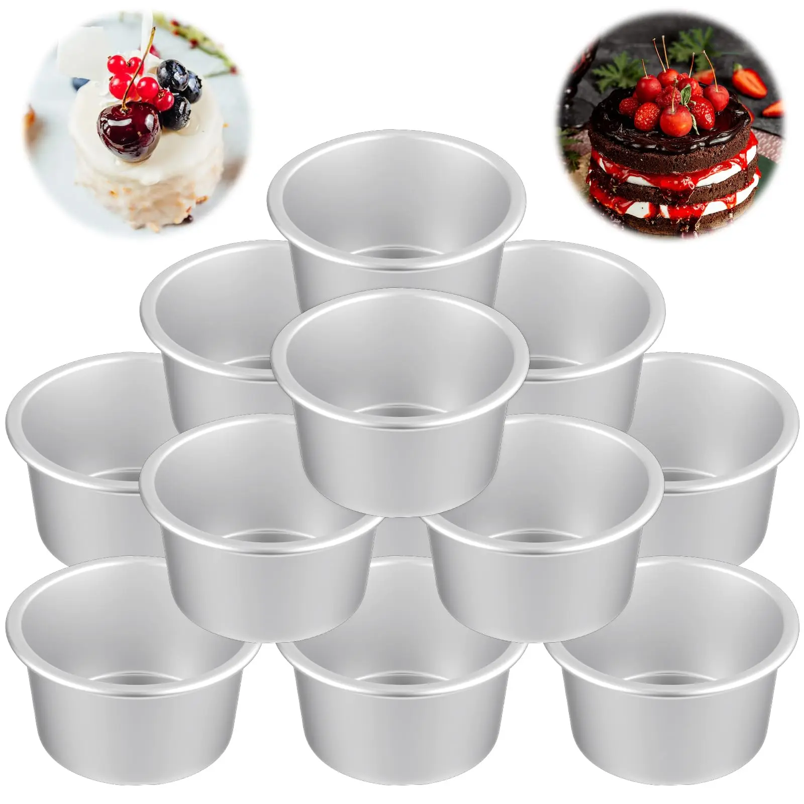12 PCS Nonstick Mini Aluminum Round Baking Tins - Lightweight, Durable Non-Toxic Bakeware, Smooth Surface, Easy Demolding Tools (3.74 x 2 x 2.87 inches) for Muffins, Festivals | Nonstick Cupcake Pans, Mini Cake Tins