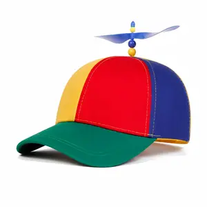 Rainbow Propeller Hat for Adults, Unisex Adjustable Novelty Cap, Funny Helicopter Beanie Style Party Hat, Costume Accessory for Summer, Festivals, Halloween & TikTok Videos