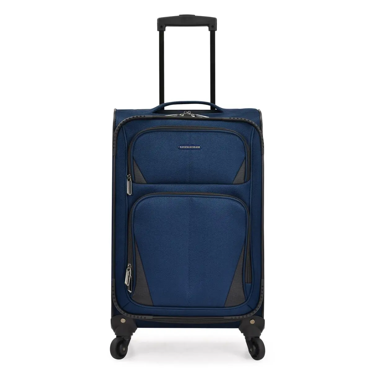 22" Cabin Sized Navy Softside Carry-On Luggage - Twill Polyester, Expandable, Abrasion Resistant, 4 Wheels 360 Rotation, Adjustable Handle, Mesh Feature, 8 Lbs, 22" H x 14.25" W x 10" D Suitcase