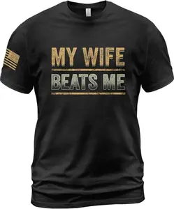 My Wife Beats Me Shirt, American Flag Husband and Wife Shirts, Husband Shirt for Men
