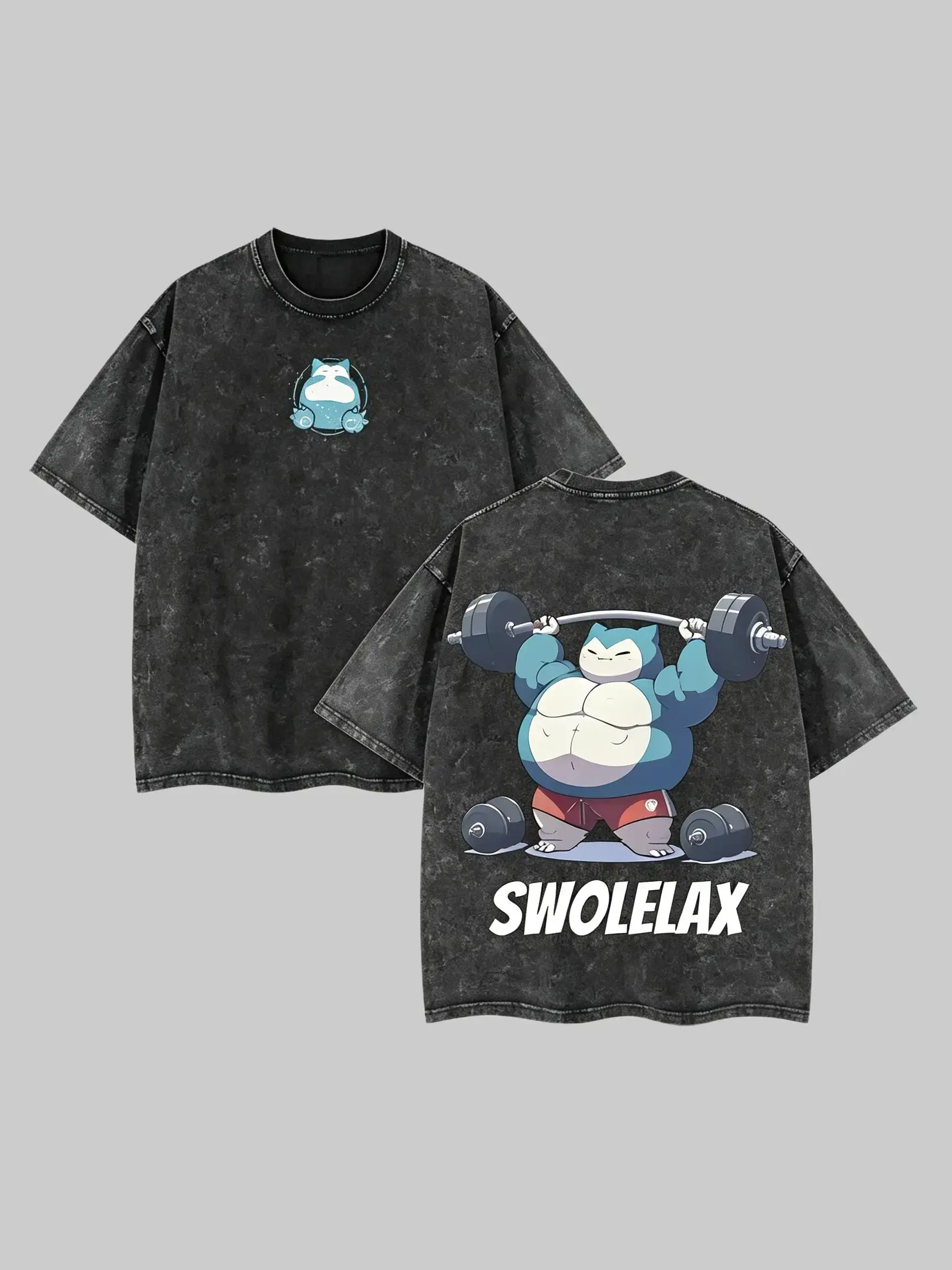 Vintage Washed Oversized T-Shirt with Funny Monster Graphic Print, Unisex Cotton Casual Top for Gym & Streetwear, Tshirt, Distressed Look, 2Xl, Short Sleeve, Cold Wash, Loose-Fitting, Shortsleeve, Menswear, Round Neck, Oversized Graphic Tee, Casual Fit