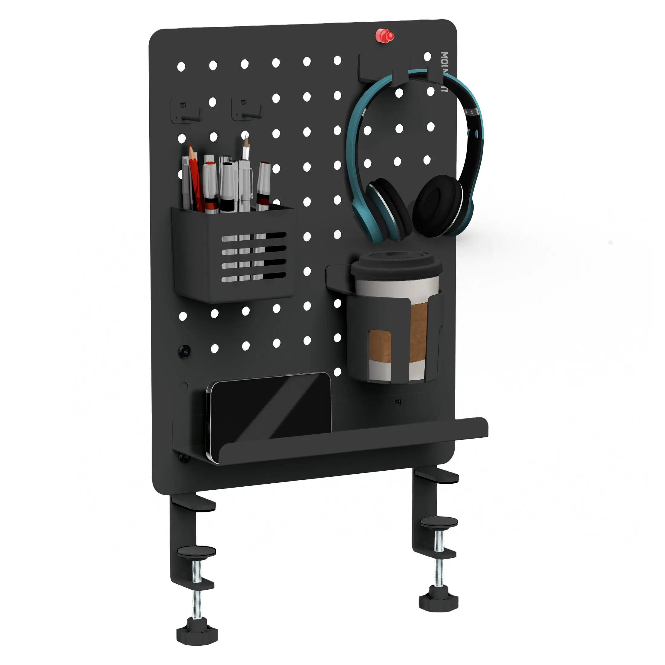 Mount-It! Heavy Duty Clamp-On Pegboard Organizer, Magnetic Tool Rack for Efficient Storage, Black (Tools & Hardware Organization)