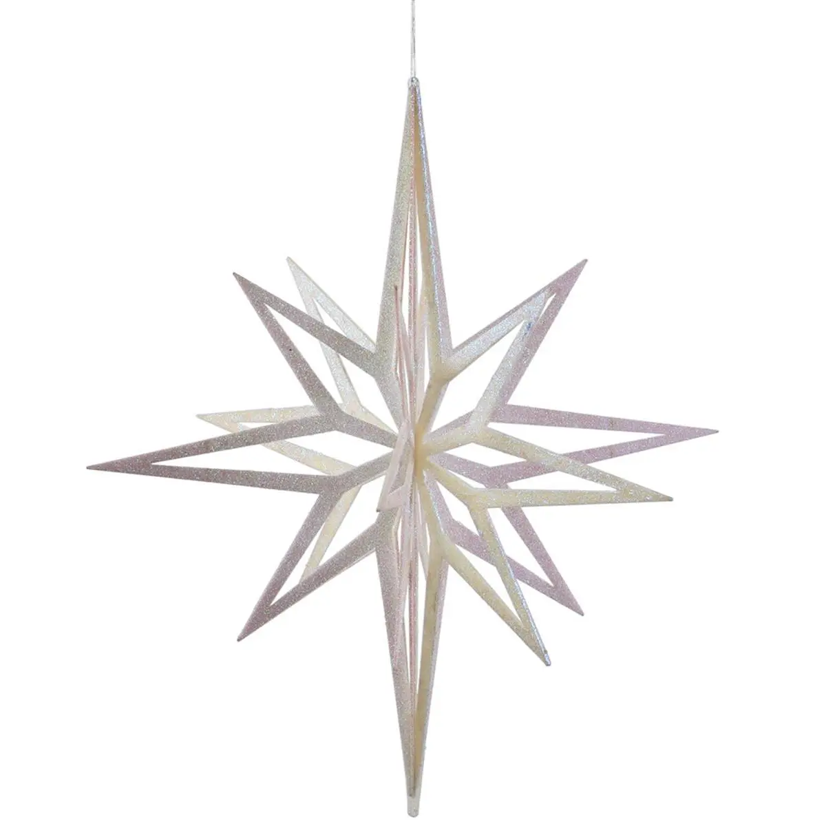 212 MAIN 32 in. 3D Champagne Plastic Christmas Star Ornament - Hanging Ornament, Home Decor Accent, Room Decoration for Holiday Festive Celebrations, Hanging Ornaments, Home Decor Ornaments