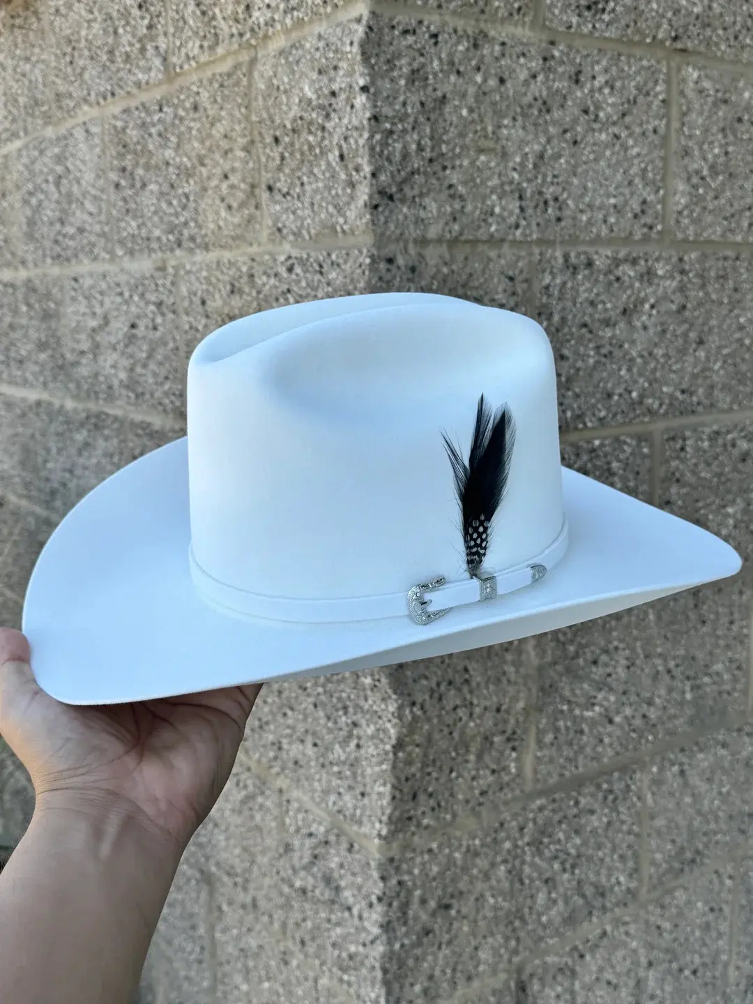 TWINSTONE 6X RANCHER WHITE FELT HAT HORMA SINALOA (COPA MEDIANA FALDA/BRIM 3.5")