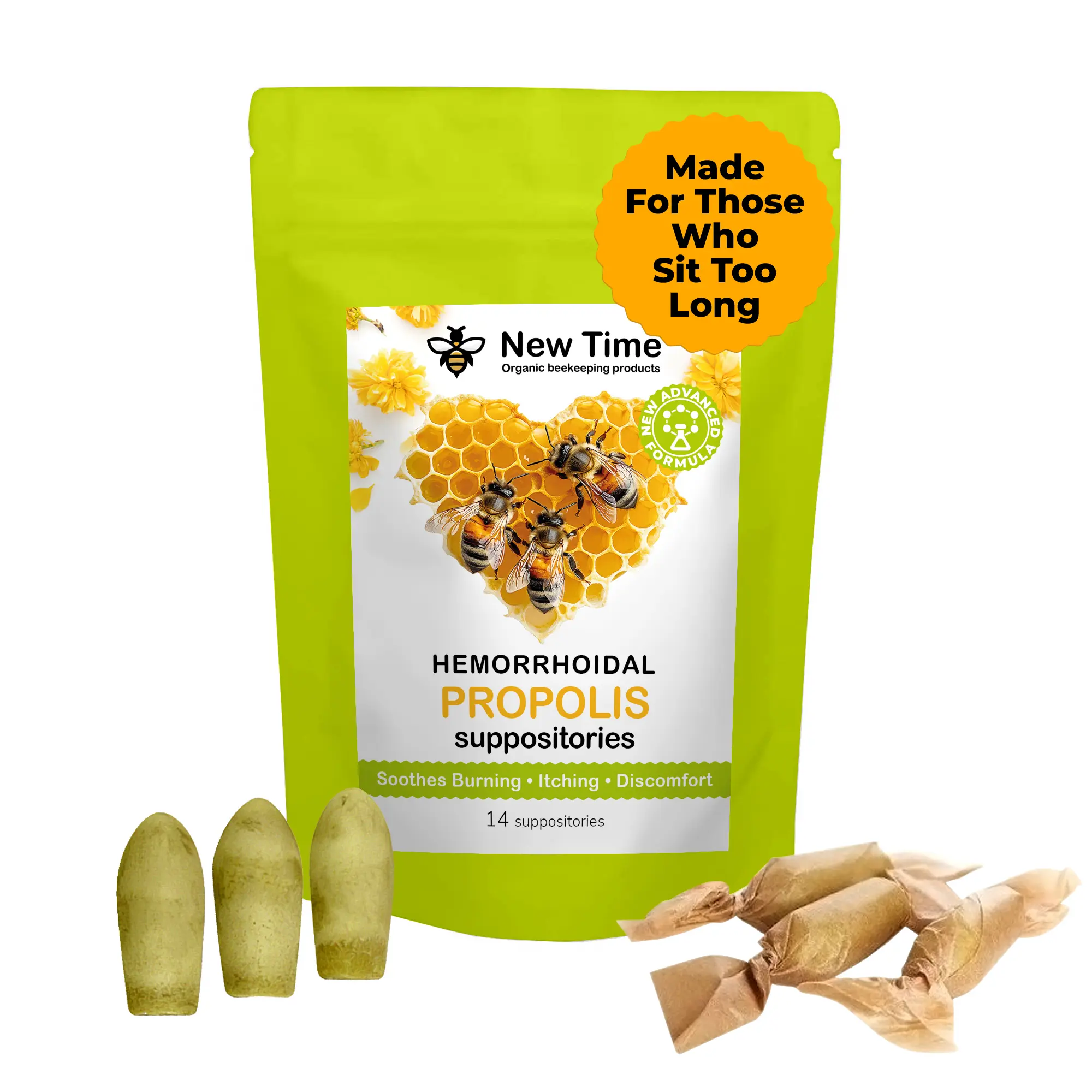 Organic Propolis Suppositories – 14 Count - Plant-Based Personal Care for Men & Women