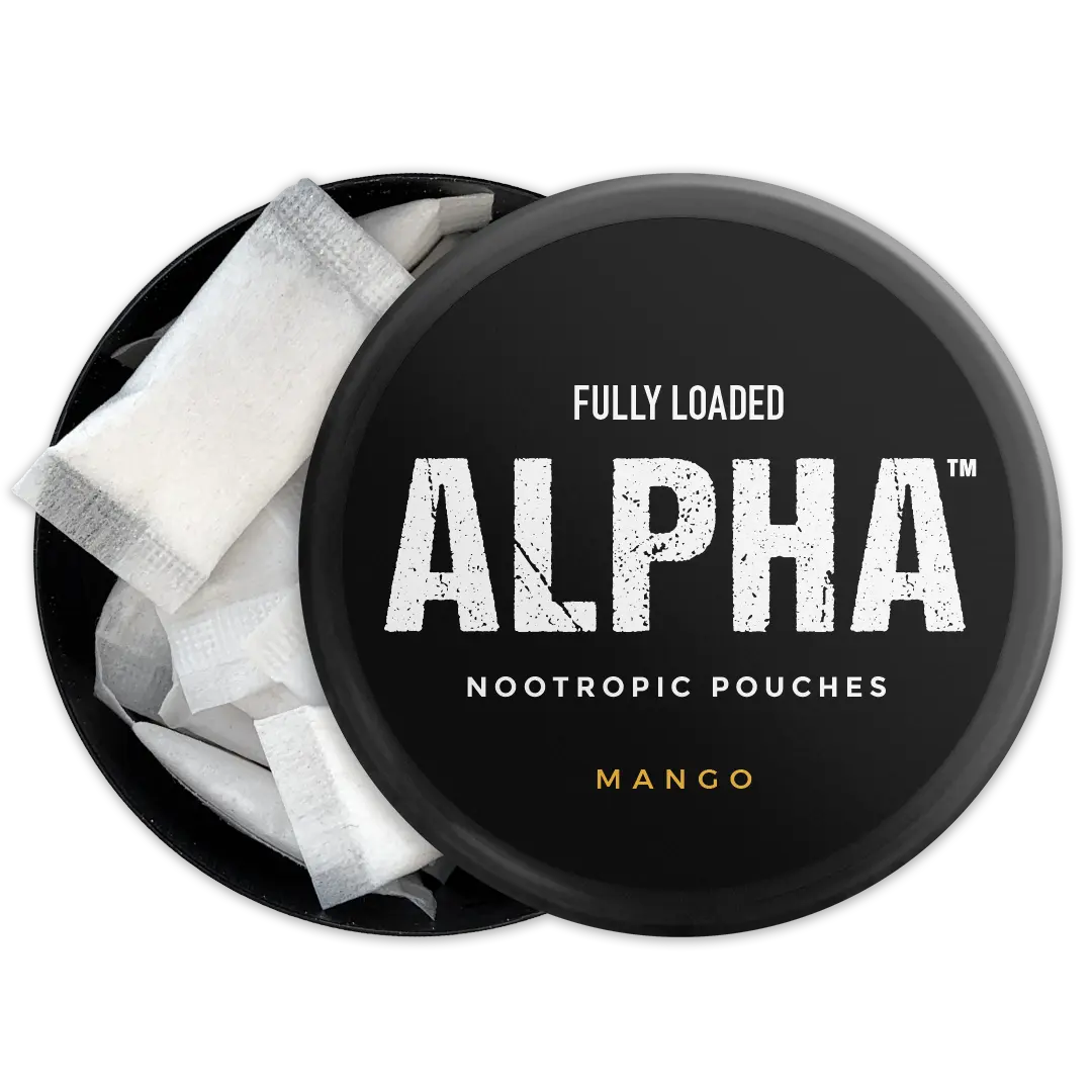 ALPHA Mango Nootropic Pouches by Fully Loaded - Calm, Focus, Memory - Sugar Free Brain Enhancement Brain Function Concentration Health Supplement Healthy Eating