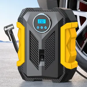 Car Tire Inflator, Portable Car Air Compressor, Emergency Air Pump with Digital Display & LED Light, Multipurpose Car Tire Inflator for Car, Bicycle, Motorcycle