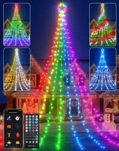 Avatar Controls RGB Outdoor Christmas Waterfall Lights, 11.8ft (23ft-7m Option) 344 LEDs, APP & Remote Control, Timer & Music Features, Garden & Christmas Tree DIY Decorations