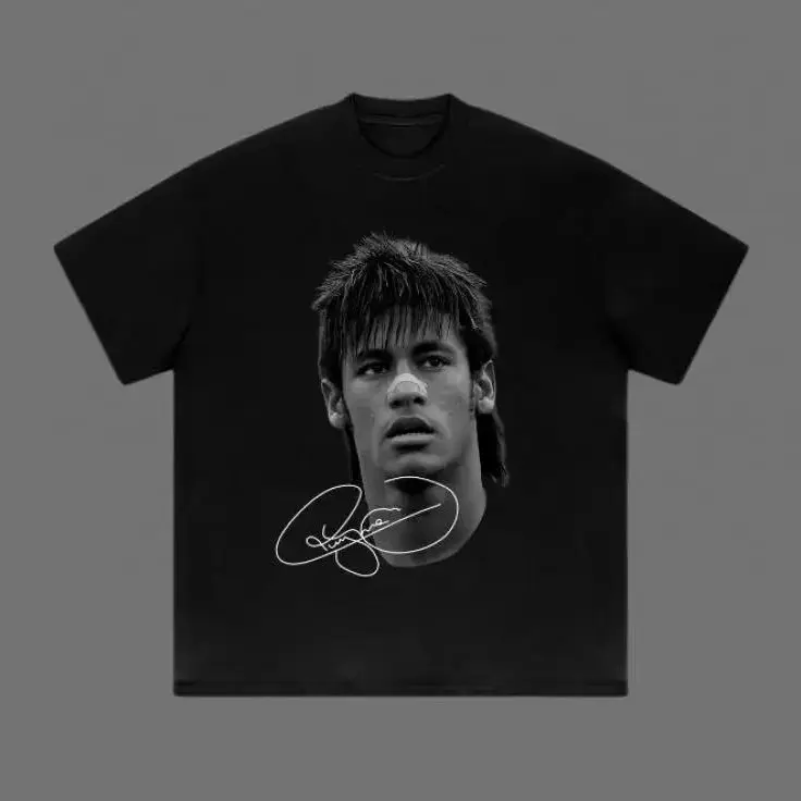 Good Graphic Tees with Retro Neymar Cartoon Print, Unisex Vintage Soccer T-Shirt for Fans, Soft Breathable Street Style, Trending Clothes, Classic, Tops, Casual