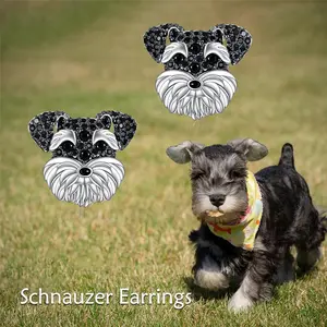 Cute Black & White Schnauzer Alloy Earrings - Creative Pet Lover's Jewelry Gift, Minimalist Dog-Inspired Studs for Men & Women, Hypoallergenic Cute Puppy Accessory with Exquisite Craftsmanship