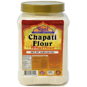 Rani Chapati Flour (100% Pure Whole Wheat Atta), For Making Roti & Indian Breads 48oz (3lbs) 1.36kg PET Jar ~ All Natural | Vegan
