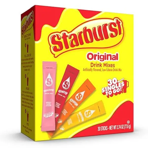 Singles To Go! Starburst Water Drink Mix, Original Variety Pack, 30 Count