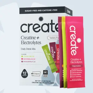 Create Creatine + Electrolytes Mix Variety Pack – Creatine Monohydrate Stick Packs for Energy & Hydration, NSF Certified for Sport, 12 Count (Watermelon, Lemon Lime, Passion Fruit)