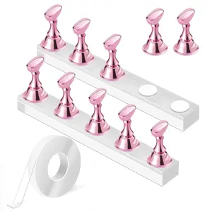 Thickened Reinforced Nail Tray, Strong Magnetic Adsorption, Non-Slip, Nail Salon Practice Display Tool, Includes Double Sided Tape Roll