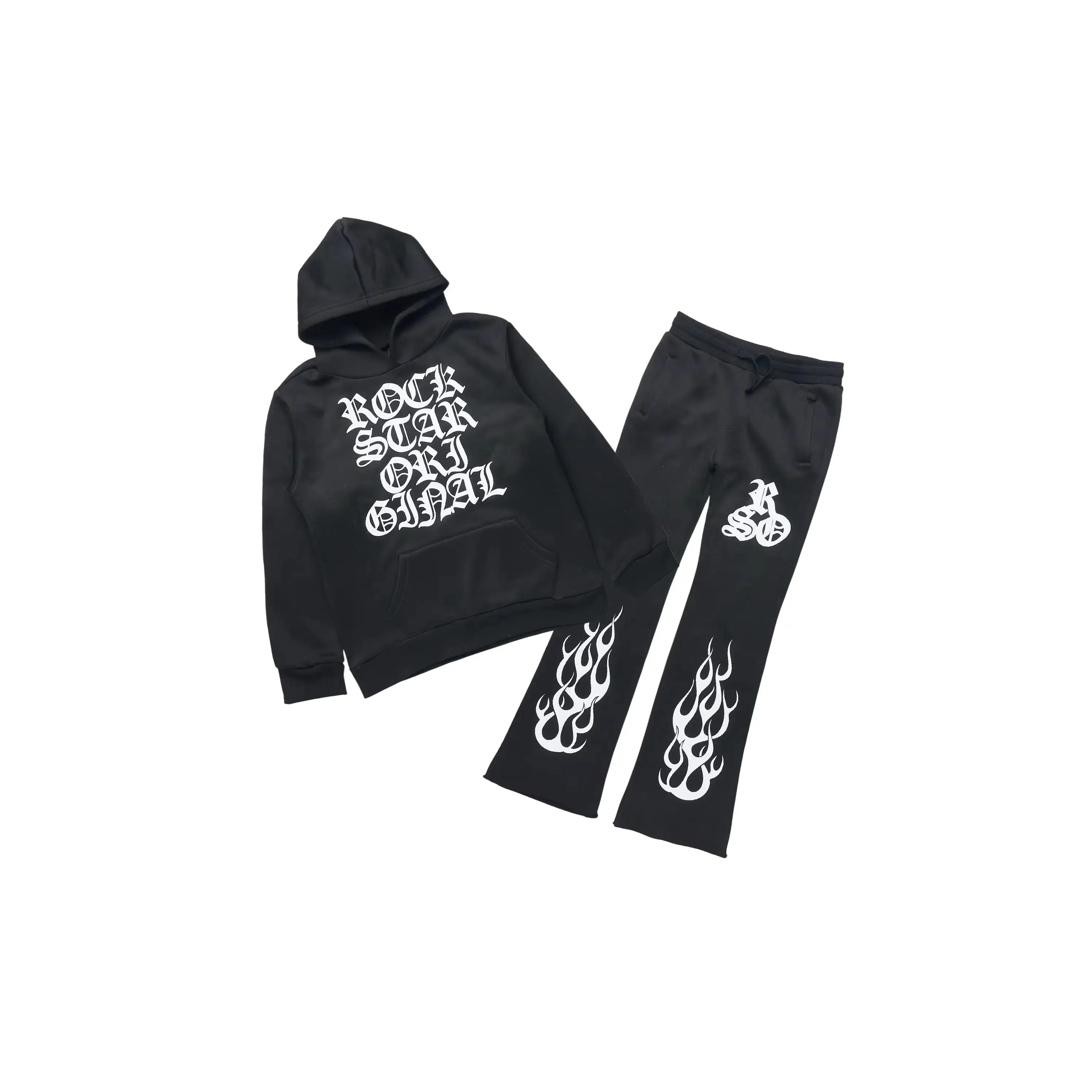 Girls Anisha Black/White Stacked Track Set