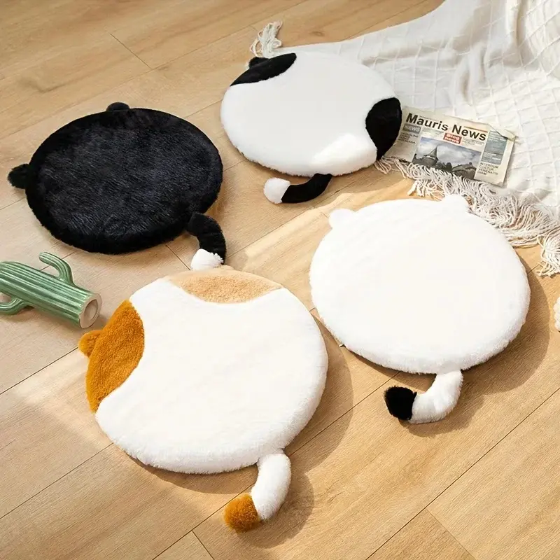 Cartoon Cat Memory Foam Seat Cushion for Home Furniture, Soft Chair & Floor Cushion with Removable Washable Cover