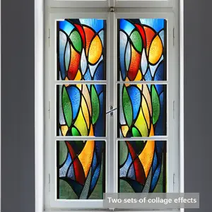 New Colorful Geometric Glass Sticker Decorative Decal for Bedroom Living Room Bathroom Windows, Dual-Sided Visible Static Adhesive Window Decal D20486-Yc