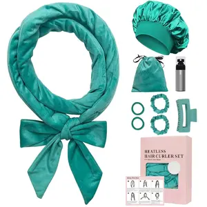 Long Hair No Heat Curler Set, 70 Inch Soft Velvet Overnight Curls, Includes Sleep Cap, Hair Ties, Clips, Spray Bottle, Storage Bag, Heatless Curling Set