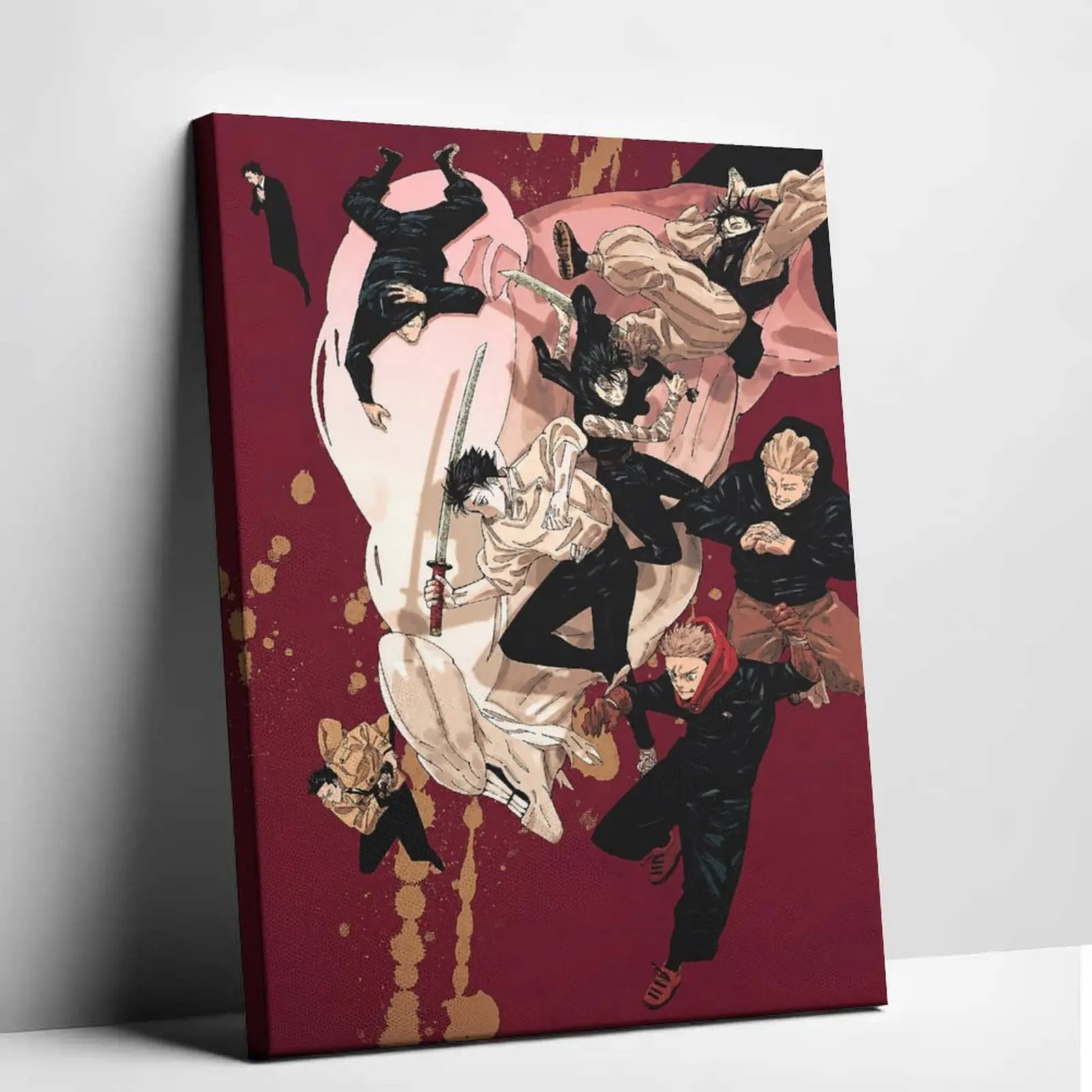 Jujutsu Kaisen Shinjuku Arc Inspired Vibrant Canvas Painting - Yuji Itadori & Yuta Okkotsu Sorcerer Team Artwork, Manga Panels Graphics Print, Anime Fans’ Home Office Decor Wall Hanging