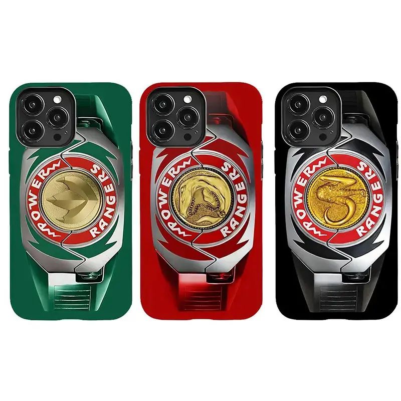 Retro Colorful Power Morpher Protective Smartphone Case - Iconic All Rangers Dino Coin Casing, Protector Accessory for Cellphone Devices, Compatible with iPhone 17/16/15/14/13/12/11 Pro Max/Plus & Samsung Galaxy S23FE/22/23/24/25