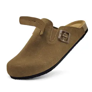Lumubby Kids Suede Clogs Boys Girls Sandals Cork Footbed Toddler Slip-on Slippers Indoor Outdoor Cute Classic Adjustable EVA Sole
