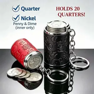 Portable coin storage keychain, 2-in-1 fun fingertip coin storage box, mini coin organizer, creative keychain—say goodbye to pocket clutter, neatly store coins, travel worry-free