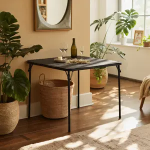 【Deal】Homy Casa 34'' Folding Card Table with Padded Tabletop, Portable Table for Indoor/Outdoor Parties Picnics Games Camping