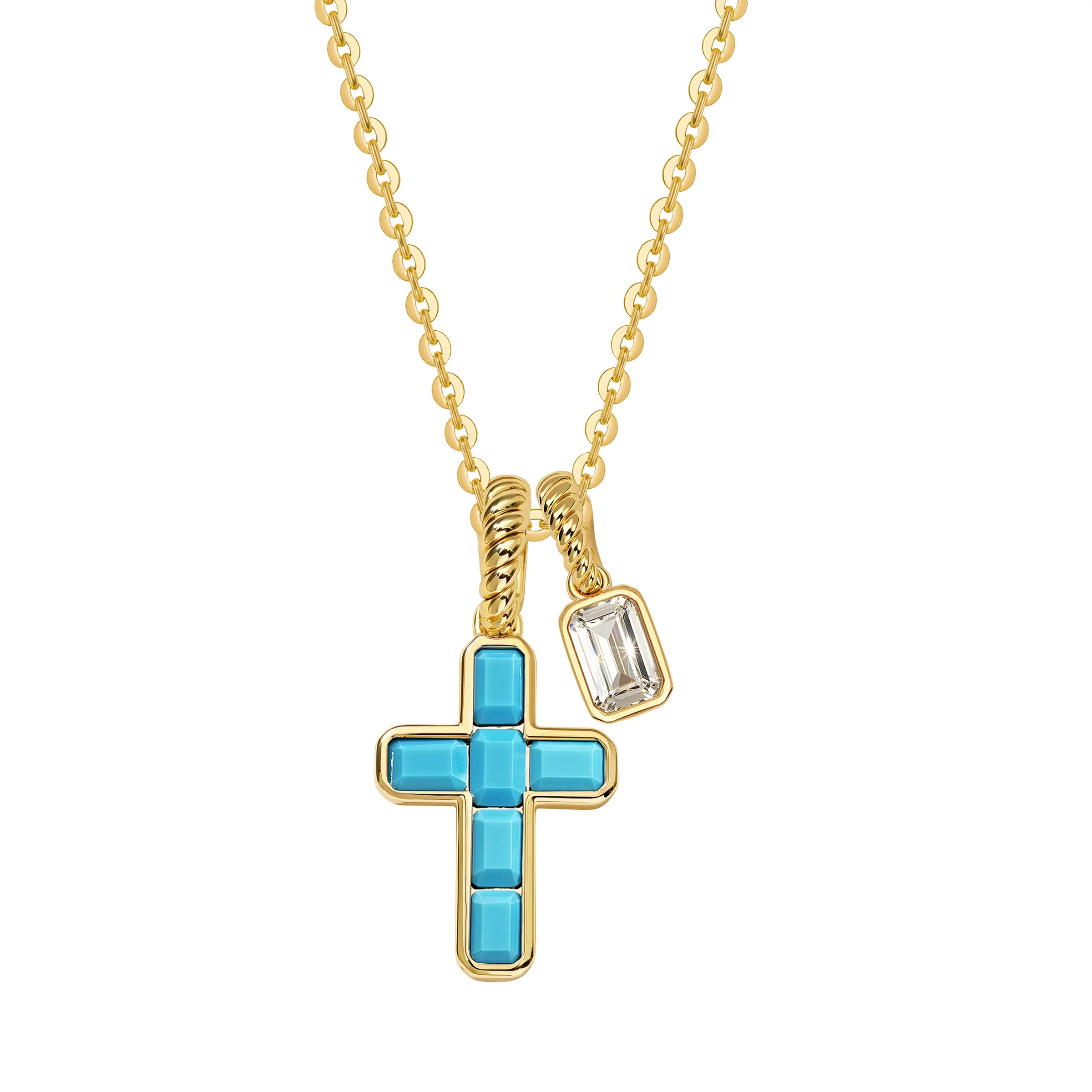 Fettero Gold-plated Cross Necklace for Women - Double Pendant Necklaces  Gold-color Removable Cross Necklace Dainty Simple Gold Necklace for Women Trendy Faith Gold-color Jewelry Gifts