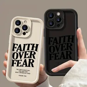 Faith Over Fear Comfortable to Hold, Durable And Stylish, High Quality Protective Phone Case, Suitable for Iphone 16/15/14/13/12/11/X/7/6 Series, Black/White Background, Camera Lens Protection, Shockproof, Anti Slip, Lightweight, TPU Material