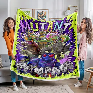Teenage Mutant Ninja Turtles Blanket, Graffiti-Style Print, Fluorescent &, Soft & Cozy, Anime Fan Couch Throw, Bedroom Decor
