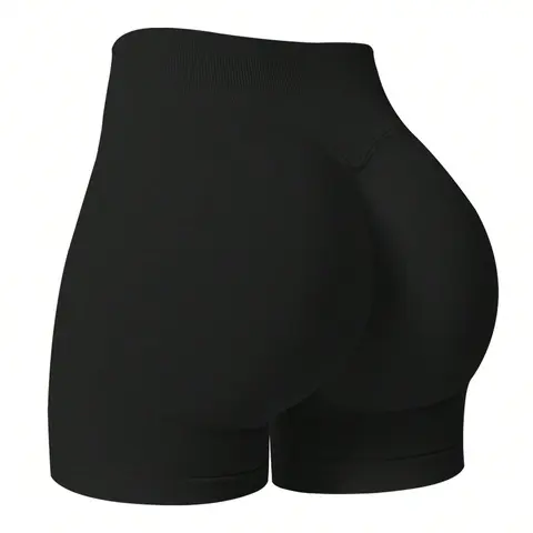 Women's High Waisted Fitted Elastic Waist Seamless Sports Shorts - 4-Way Stretch, Abdominal Shaping, Lifting Support, Active Gym Wear, Stretchy Fabric, Fashionable, Suitable for Summer Yoga, Running