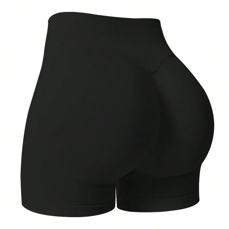 Women's High Waisted Fitted Elastic Waist Seamless Sports Shorts - 4-Way Stretch, Abdominal Shaping, Lifting Support, Active Gym Wear, Stretchy Fabric, Fashionable, Suitable for Summer Yoga, Running
