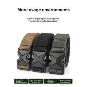 Men's Toothless Automatic Buckle Belt Woven Tactical Belt Multifunctional Outdoor Commuter Casual Versatile Outer Belt