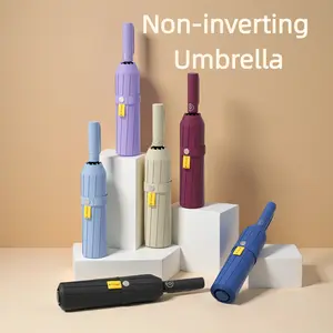 Yellow 12-Rib Casual Folding Non-Inverting Umbrella - Stainless Steel & Bon Fiber Open Stick, Semi-Automatic Retractable, Waterproof, Windproof, Stormproof, Rain & Sun Shield, Classical Dance Paper Parasol